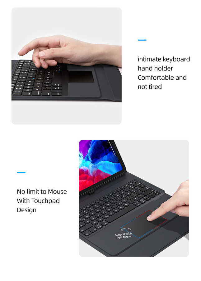 iPad Pro 12.9 4. 5. 6. Nesil uyumlu Benks Multifunctional Kablosuz Klavyeli Kılıf