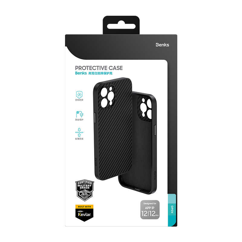 iPhone 12 Pro Max Kılıf Karbon Fiber Benks Hybrid Kevlar Kapak