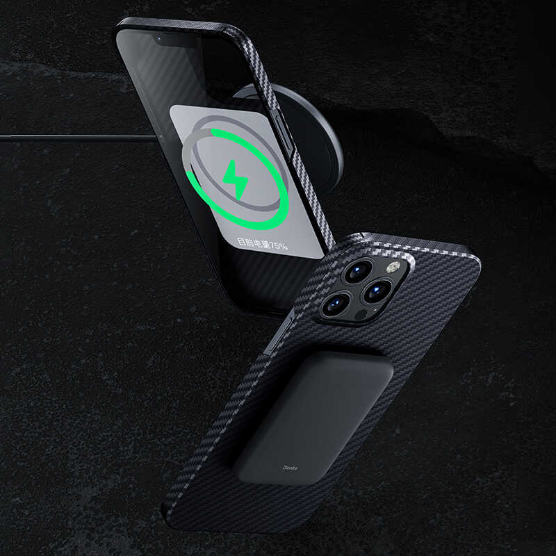 iPhone 13 Pro Kılıf Magsafe Özellikli Karbon Fiber Benks Essential Kevlar Kapak
