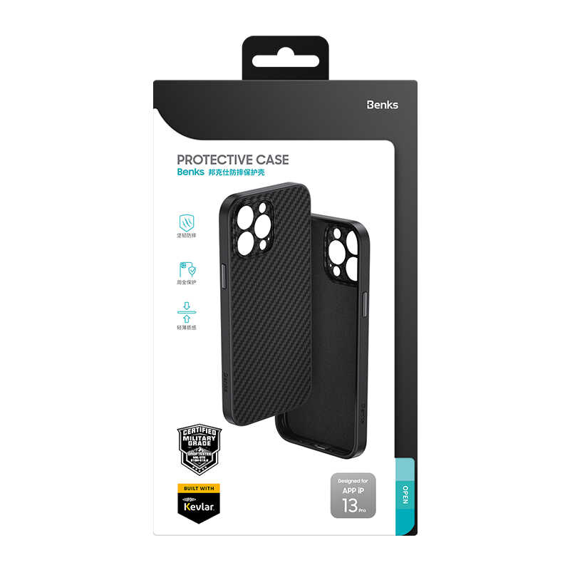 iPhone 13 Pro Max Kılıf Karbon Fiber Benks Hybrid Kevlar Kapak