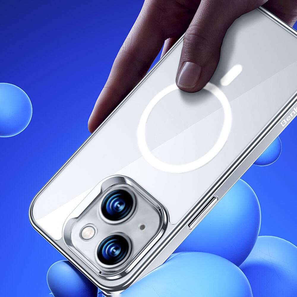 iPhone 14 Kılıf Magsafe Şarj Özellikli Cam Yüzey Benks Electroplated Kapak