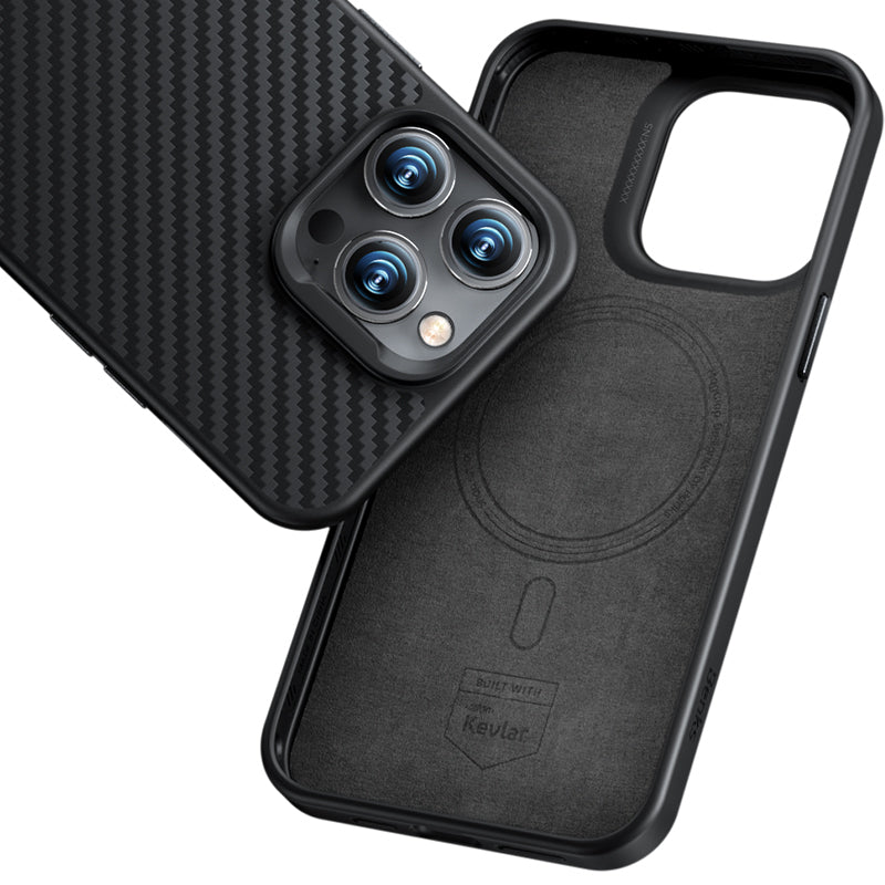 iPhone 14 Plus Kılıf Karbon Fiber Magsafe Şarj Özellikli Benks Hybrid ArmorPro 1500D Kevlar Kapak