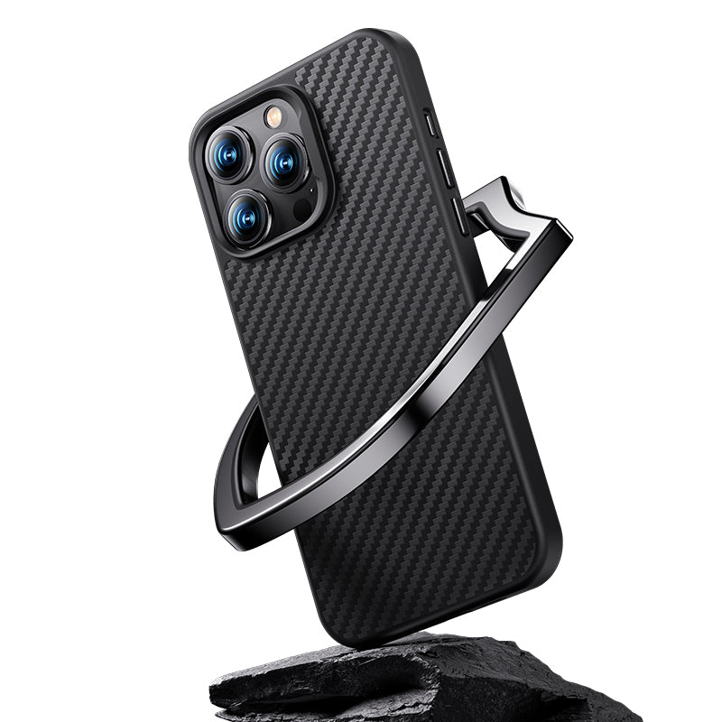 iPhone 14 Plus Kılıf Karbon Fiber Magsafe Şarj Özellikli Benks Hybrid ArmorPro 1500D Kevlar Kapak