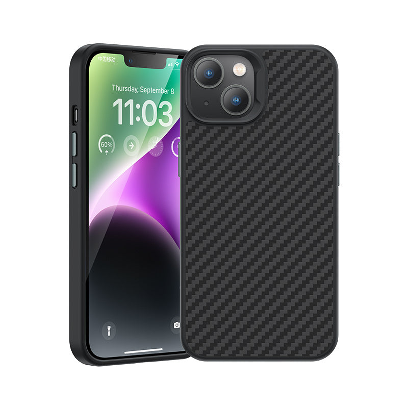 iPhone 14 Plus Kılıf Karbon Fiber Magsafe Şarj Özellikli Benks Hybrid ArmorPro 1500D Kevlar Kapak