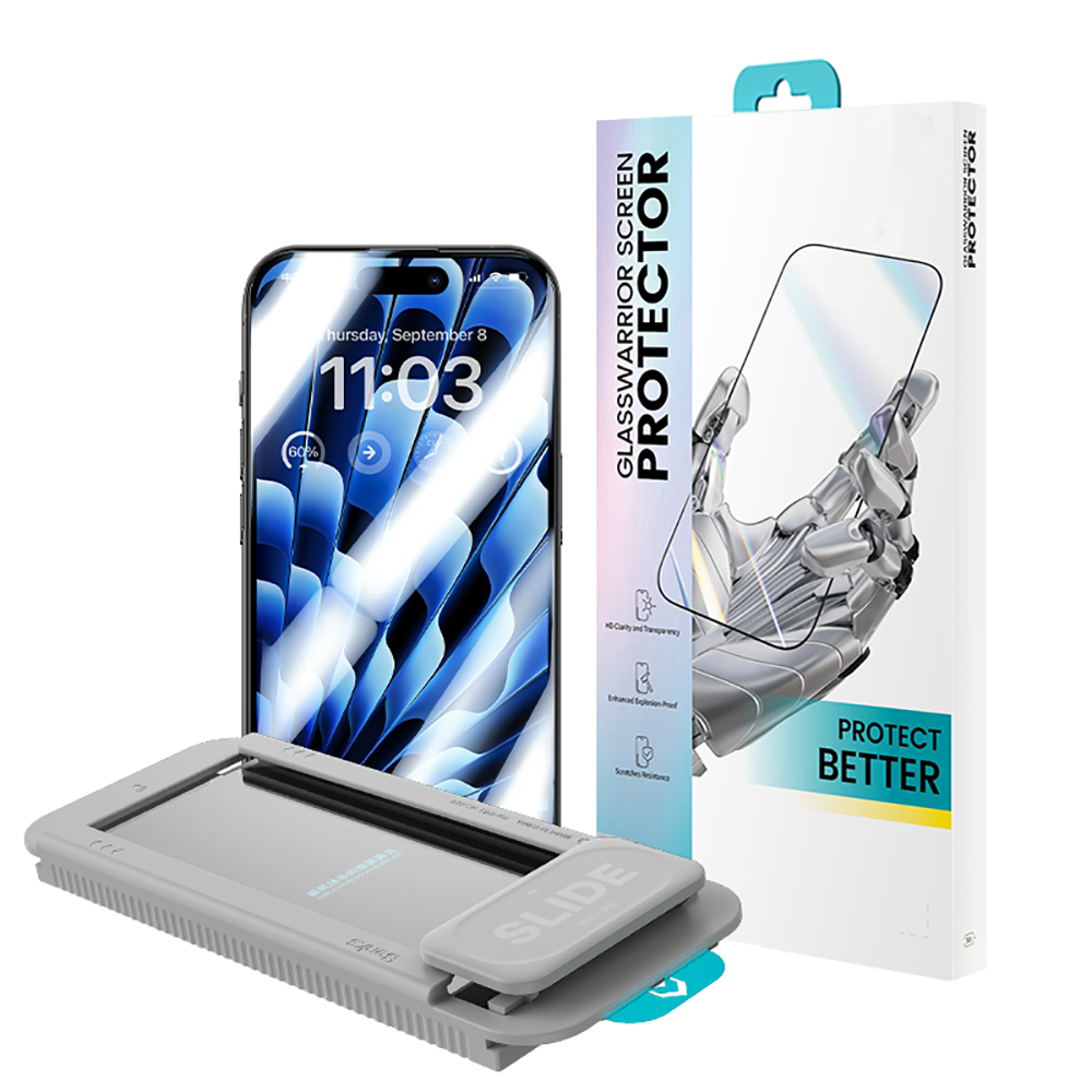 iPhone 14 Pro / 15 uyumlu Benks Glass Warrior HD Cam Ekran Koruyucu + Kolay Uygulama Aparatlı