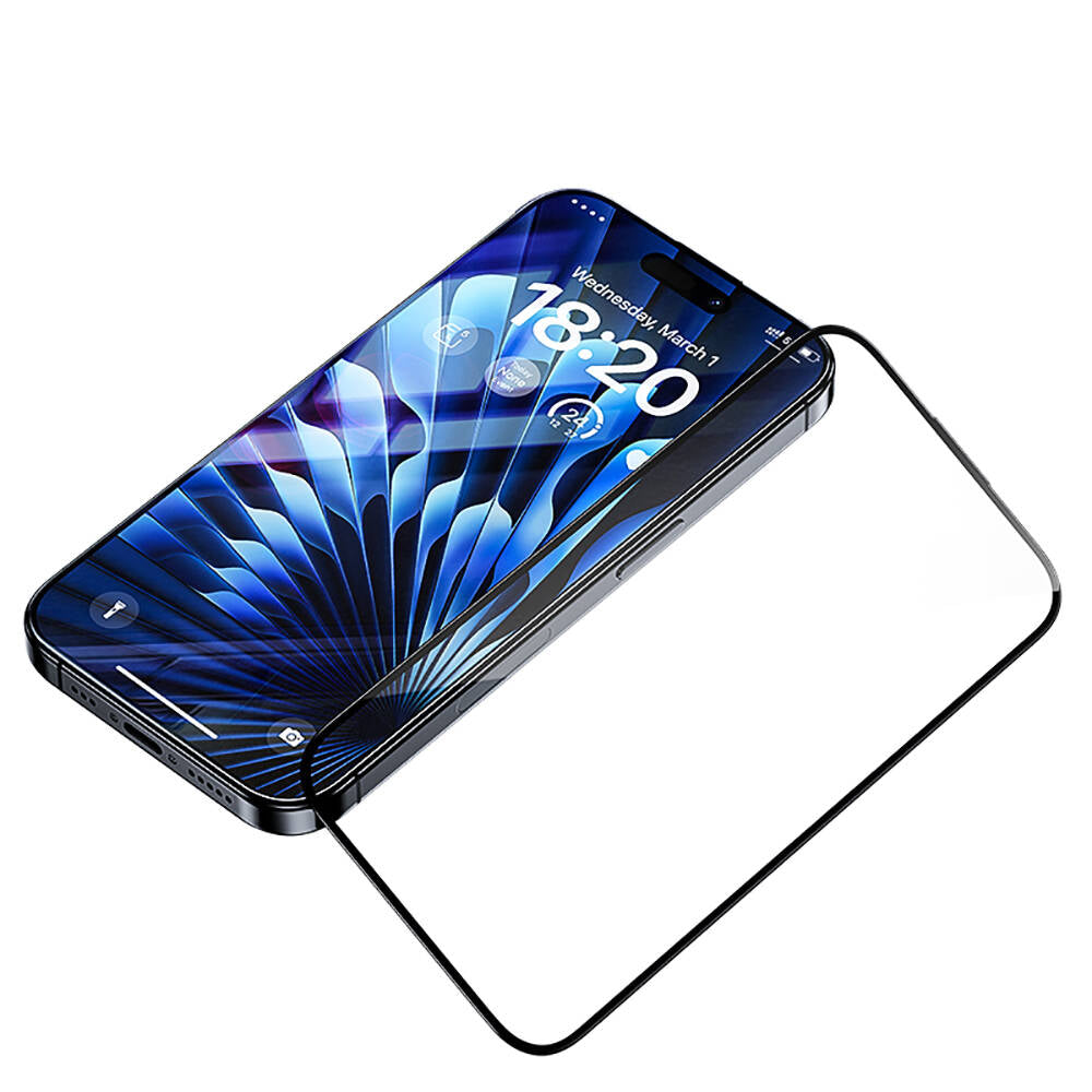 iPhone 14 Pro / 15 uyumlu Benks Glass Warrior HD Cam Ekran Koruyucu + Kolay Uygulama Aparatlı