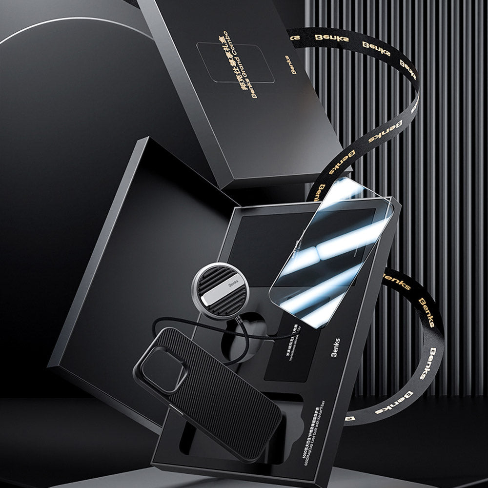 iPhone 14 Pro Benks Grand Combo MFM01 3in1 Aksesuar Seti Kılıf-Ekran Koruyucu-Wireless Şarj Aleti