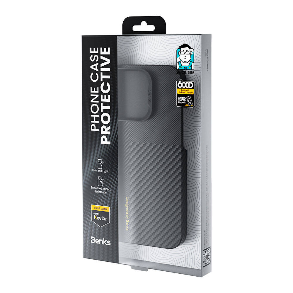 iPhone 14 Pro Kılıf Magsafe Şarj Özellikli Karbon Fiber Benks Montage ArmorAir Kevlar Kapak