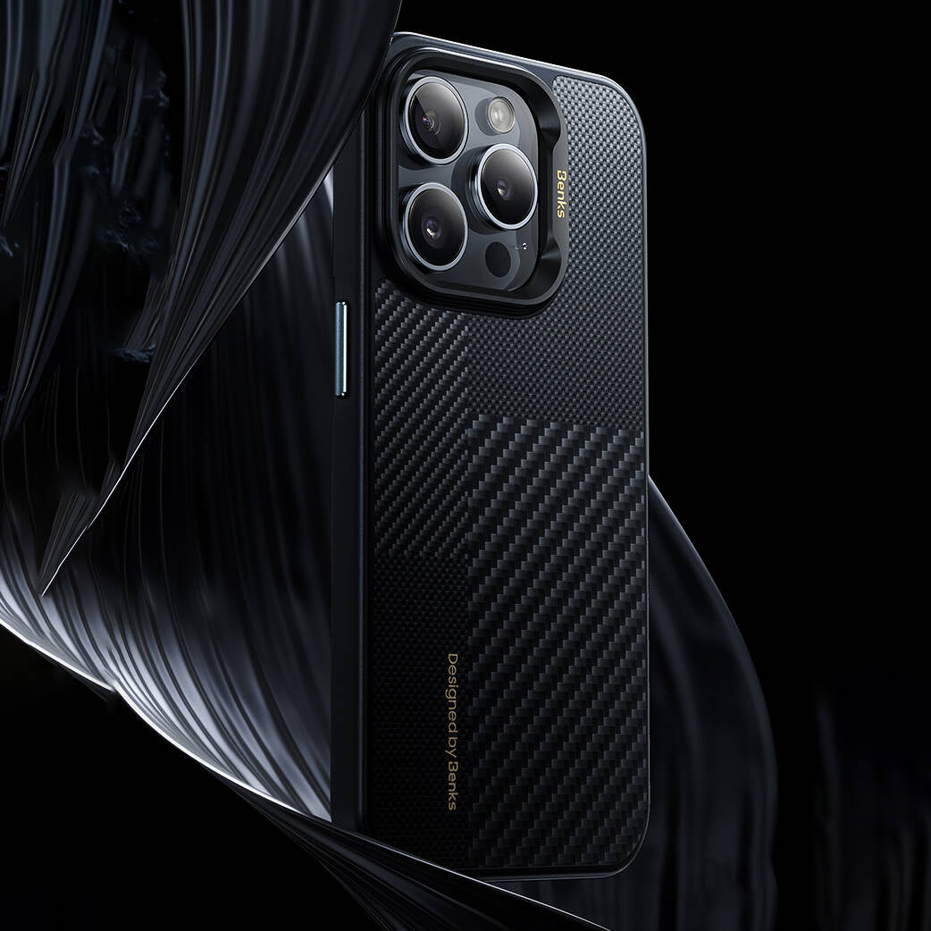 iPhone 14 Pro Kılıf Magsafe Şarj Özellikli Karbon Fiber Benks Montage ArmorPro Kevlar Kapak