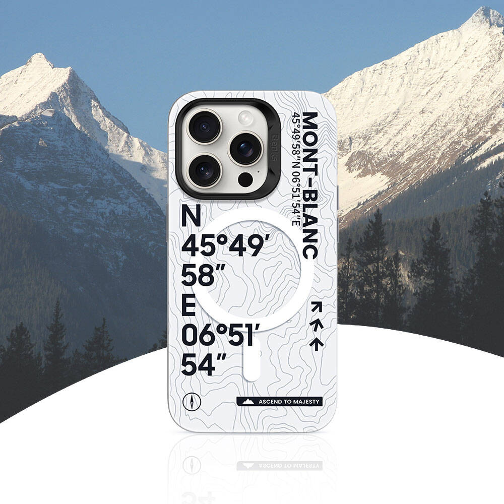 iPhone 14 Pro Kılıf Magsafe Şarj Özellikli Koordinat Yazı Desenli Benks Summit Serisi Kapak