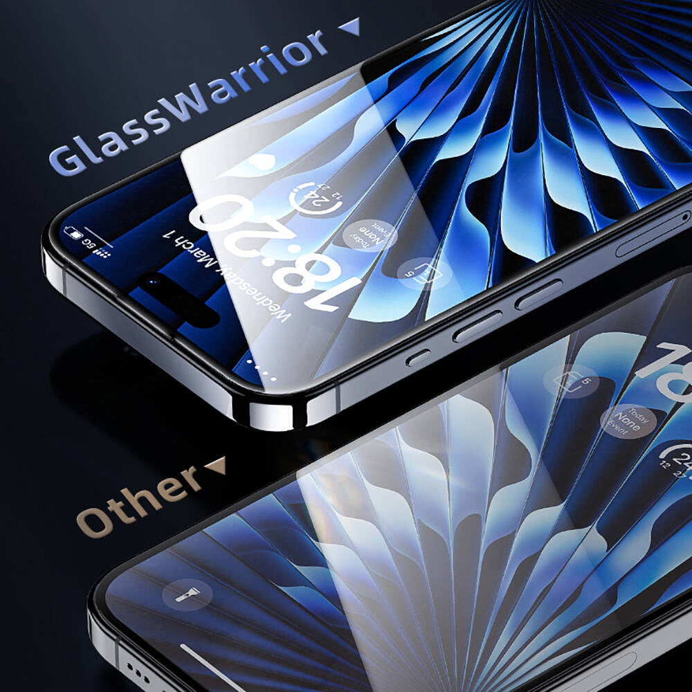 iPhone 14 Pro Max / 15 Plus uyumlu Benks Glass Warrior HD Cam Ekran Koruyucu + Kolay Uygulama Aparatlı