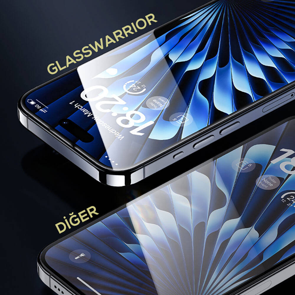 iPhone 14 Pro Max / 15 Plus uyumlu Benks Glass Warrior Safir Coating Ekran Koruyucu + Kolay Uygulama Aparatlı