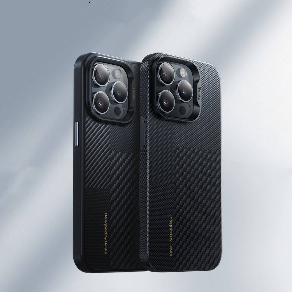 iPhone 14 Pro Max Kılıf Magsafe Şarj Özellikli Karbon Fiber Benks Montage ArmorPro Kevlar Kapak