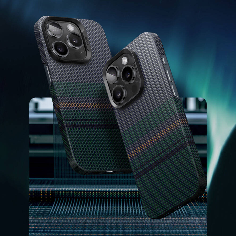 iPhone 14 Pro Max Kılıf Magsafe Şarj Özellikli Karbon Fiber Tasarımlı Benks Aurora ArmorAir Kevlar Kapak