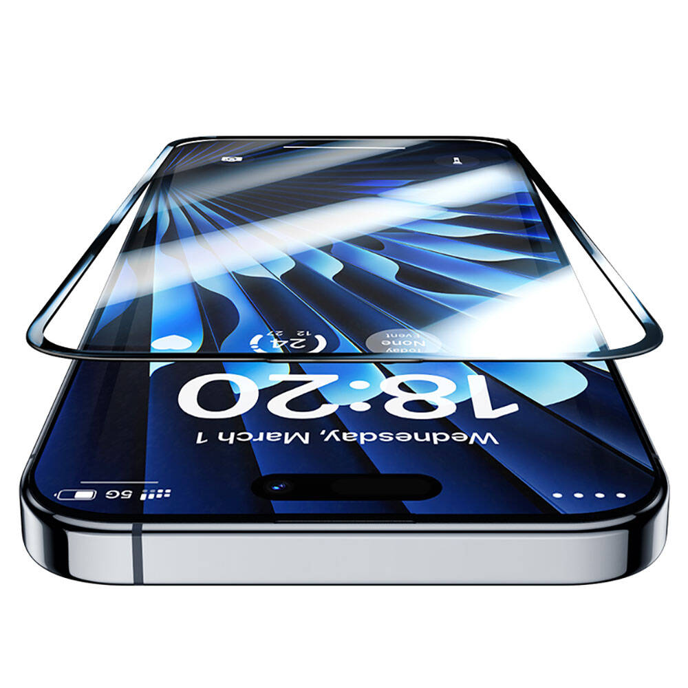 iPhone 14 Pro / 15 uyumlu Benks Glass Warrior Safir Coating Ekran Koruyucu + Kolay Uygulama Aparatlı