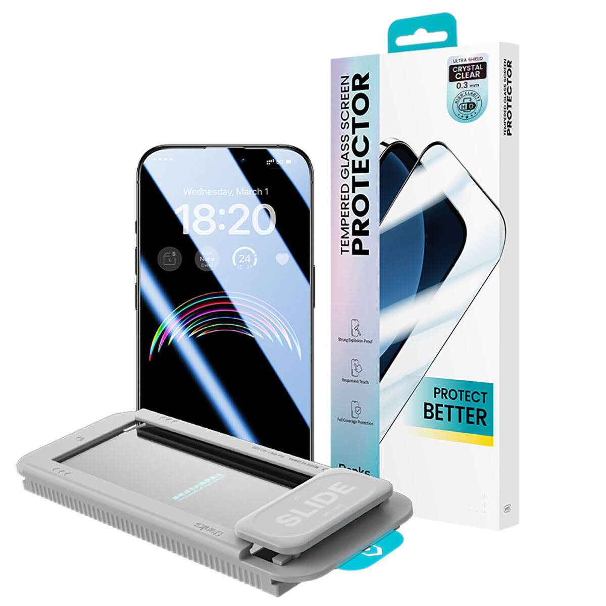 iPhone 14 Pro / 15 uyumlu Benks V Pro Ultra Shield 0.3mm Ekran Koruyucu + Kolay Uygulama Aparatlı