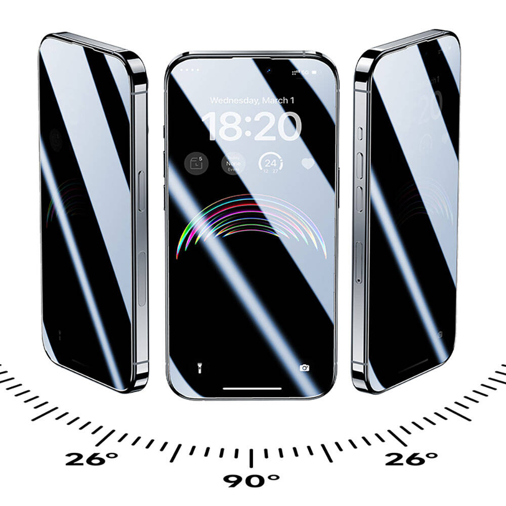 iPhone 14 Pro / 15 uyumlu Benks V Pro Ultra Shield Privacy 0.3mm Ekran Koruyucu + Kolay Uygulama Aparatlı