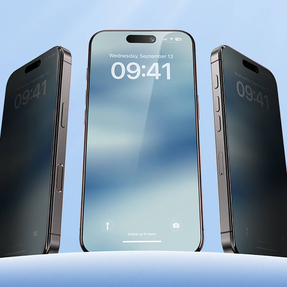 iPhone 14 Pro / 15 / 16 uyumlu Hidrofobik Ve Oleofobik Özellikli Benks Privacy Air Shield 04.mm Ekran Koruyucu 10'lu Paket