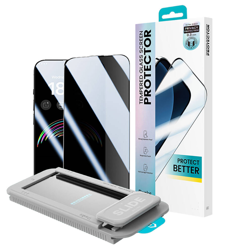 iPhone 14 Pro Max / 15 Plus uyumlu Benks V Pro Ultra Shield Privacy 0.3mm Ekran Koruyucu + Kolay Uygulama Aparatlı
