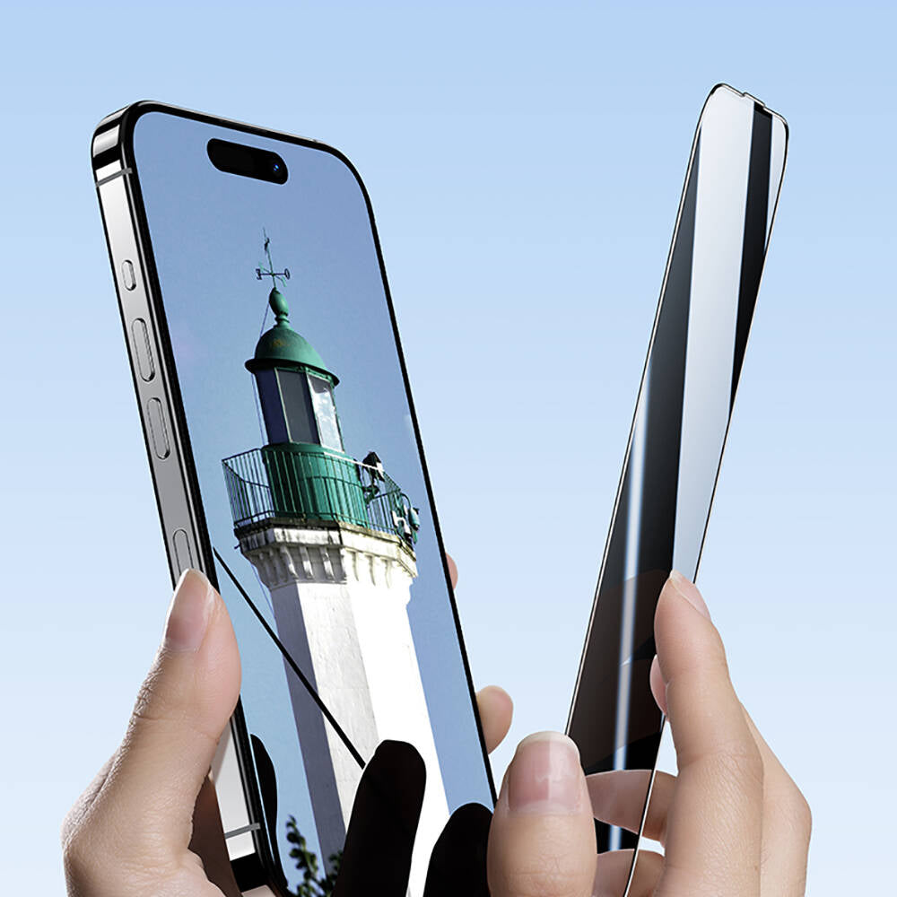 iPhone 14 Pro Max / 15 Plus / 16 Plus uyumlu Hidrofobik Ve Oleofobik Özellikli Benks Privacy Air Shield 0.4mm Ekran Koruyucu 10'lu Paket