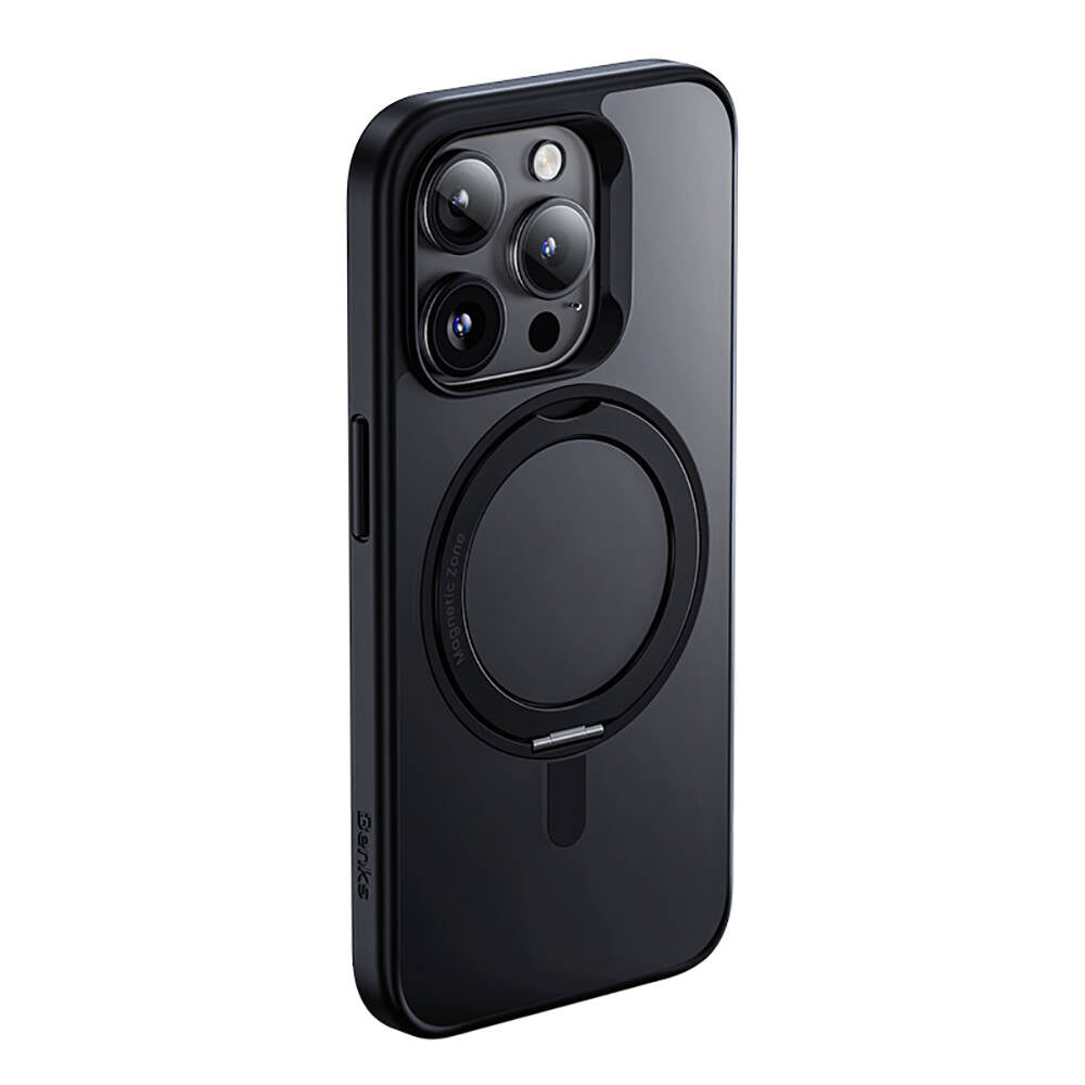 iPhone 15 Pro Kılıf Magsafe Şarj Özellikli 360° Dönebilen Benks Pop Stand Kapak