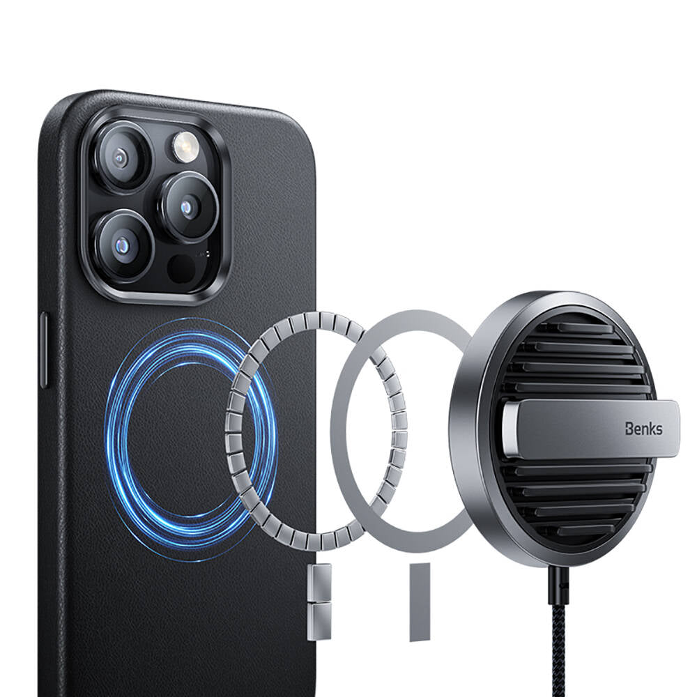 iPhone 15 Pro Kılıf Magsafe Şarj Özellikli Benks Vintage Leather Kapak