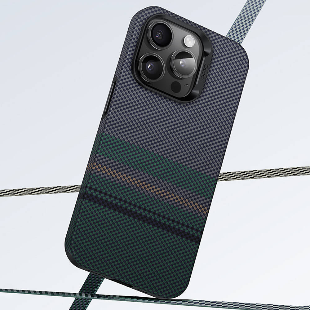 iPhone 15 Pro Kılıf Magsafe Şarj Özellikli Karbon Fiber Tasarımlı Benks Aurora ArmorPro Kevlar Kapak