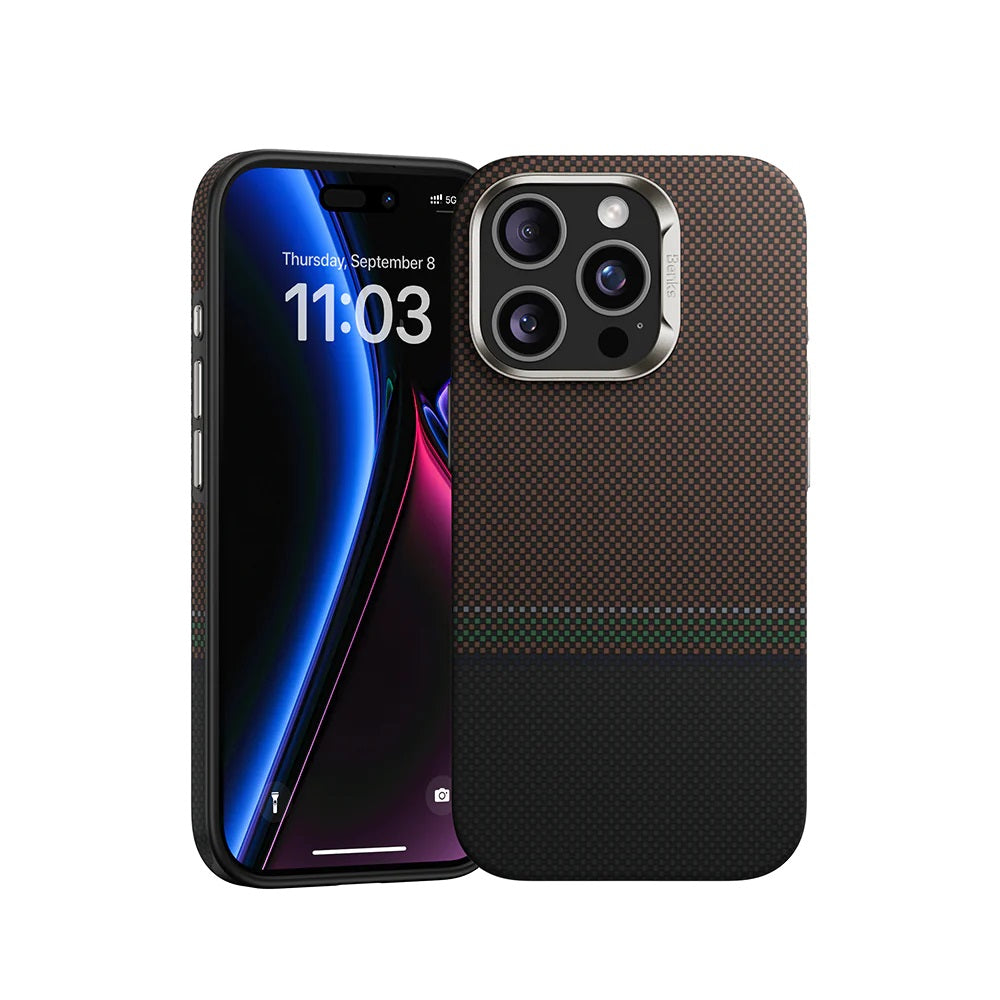 iPhone 15 Pro Kılıf Magsafe Şarj Özellikli Karbon Fiber Tasarımlı Benks Prestige ArmorPro Kevlar Kapak
