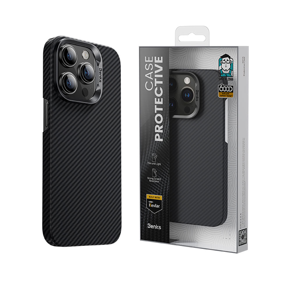iPhone 15 Pro Max Kılıf Magsafe Özellikli Karbon Fiber Benks Hybrid ArmorAir 600D Kevlar Kapak