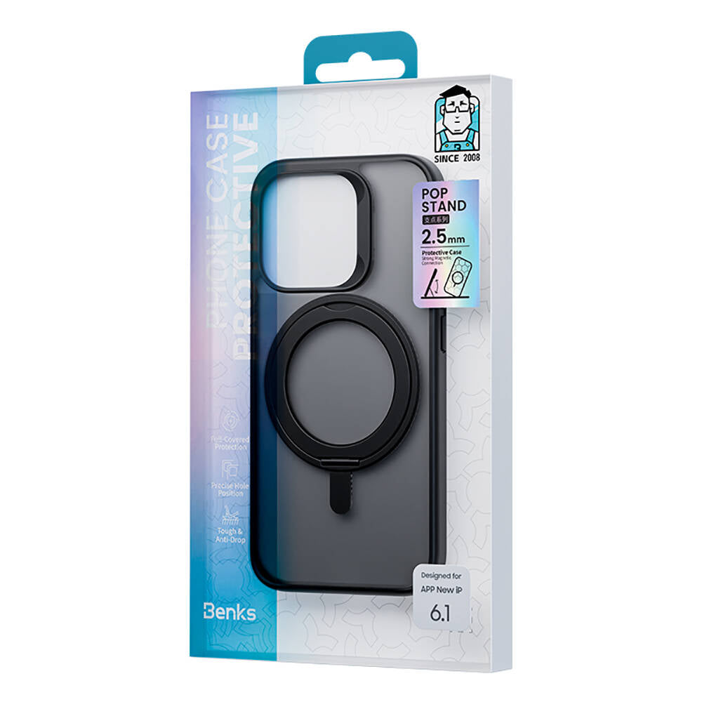 iPhone 15 Pro Max Kılıf Magsafe Şarj Özellikli 360° Dönebilen Benks Pop Stand Kapak