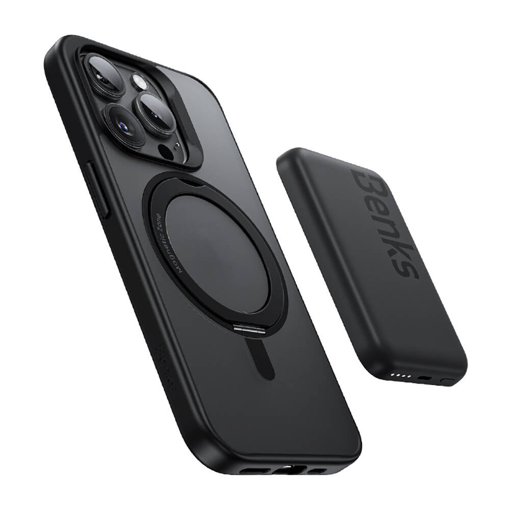 iPhone 15 Pro Max Kılıf Magsafe Şarj Özellikli 360° Dönebilen Benks Pop Stand Kapak