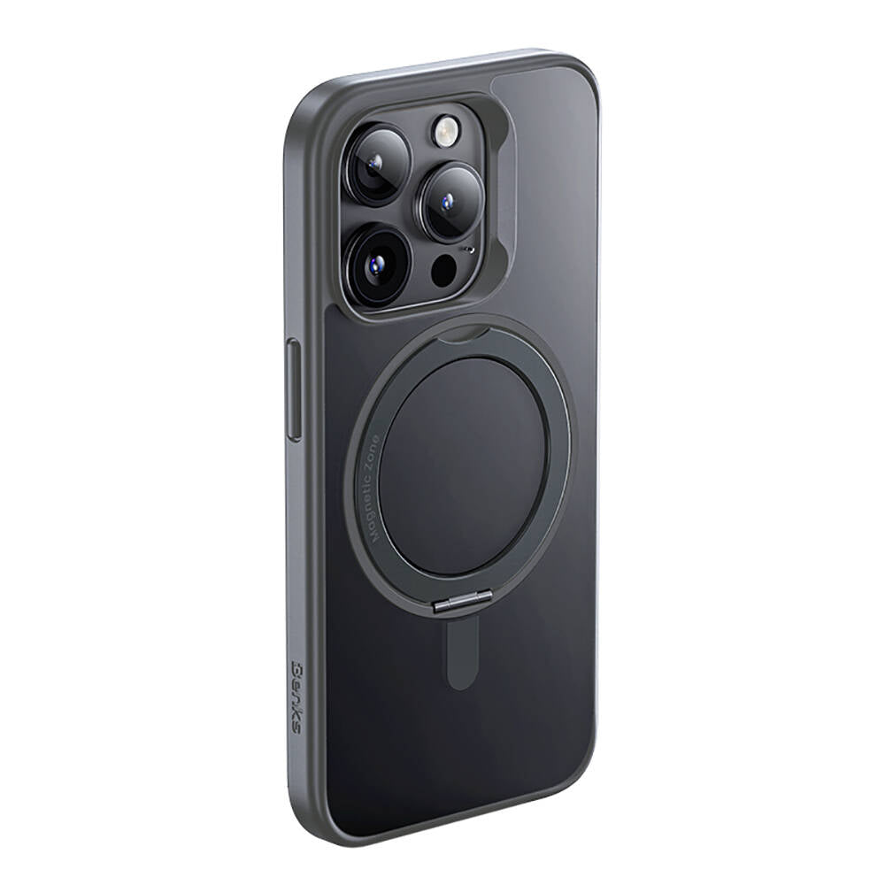 iPhone 15 Pro Max Kılıf Magsafe Şarj Özellikli 360° Dönebilen Benks Pop Stand Kapak