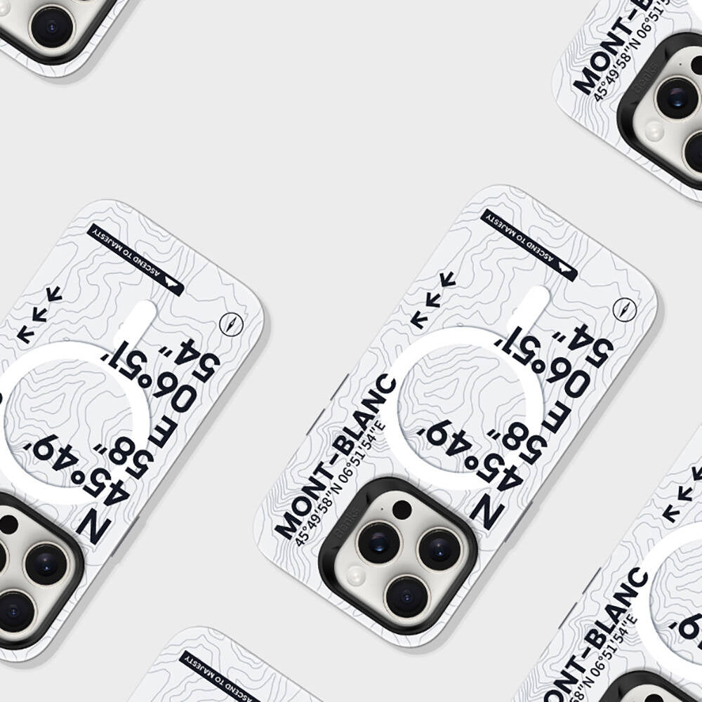 iPhone 16 Kılıf Magsafe Şarj Özellikli Koordinat Yazı Desenli Benks Summit Serisi Kapak