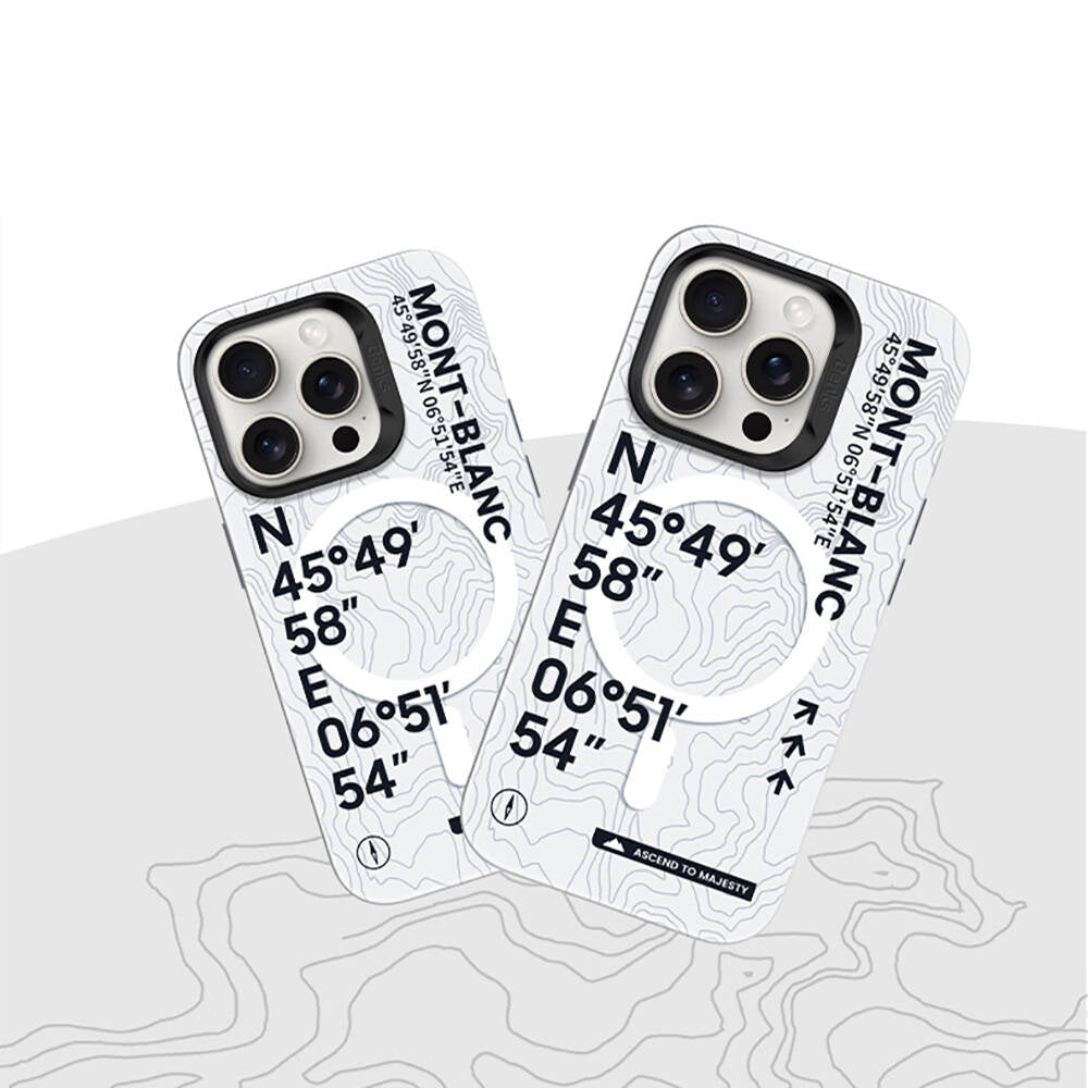 iPhone 16 Kılıf Magsafe Şarj Özellikli Koordinat Yazı Desenli Benks Summit Serisi Kapak