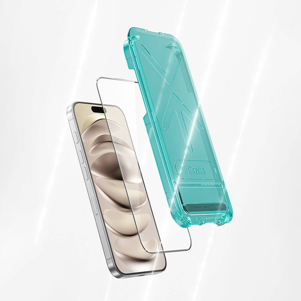 iPhone 14 Pro Max / 15 Plus / 16 Plus uyumlu Benks Glass Warrior HD 0.3mm Cam Ekran Koruyucu + Kolay Uygulama Aparatlı