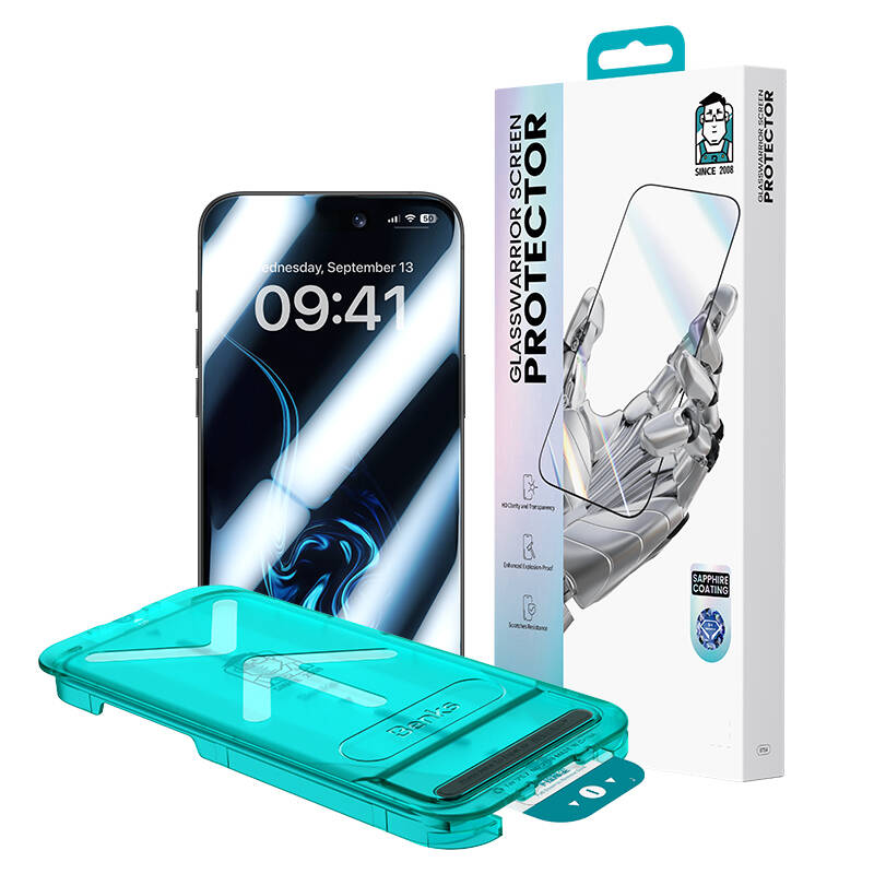 iPhone 14 Pro Max / 15 Plus / 16 Plus uyumlu Benks Glass Warrior Safir Coating 0.3mm Cam Ekran Koruyucu + Kolay Uygulama Aparatı
