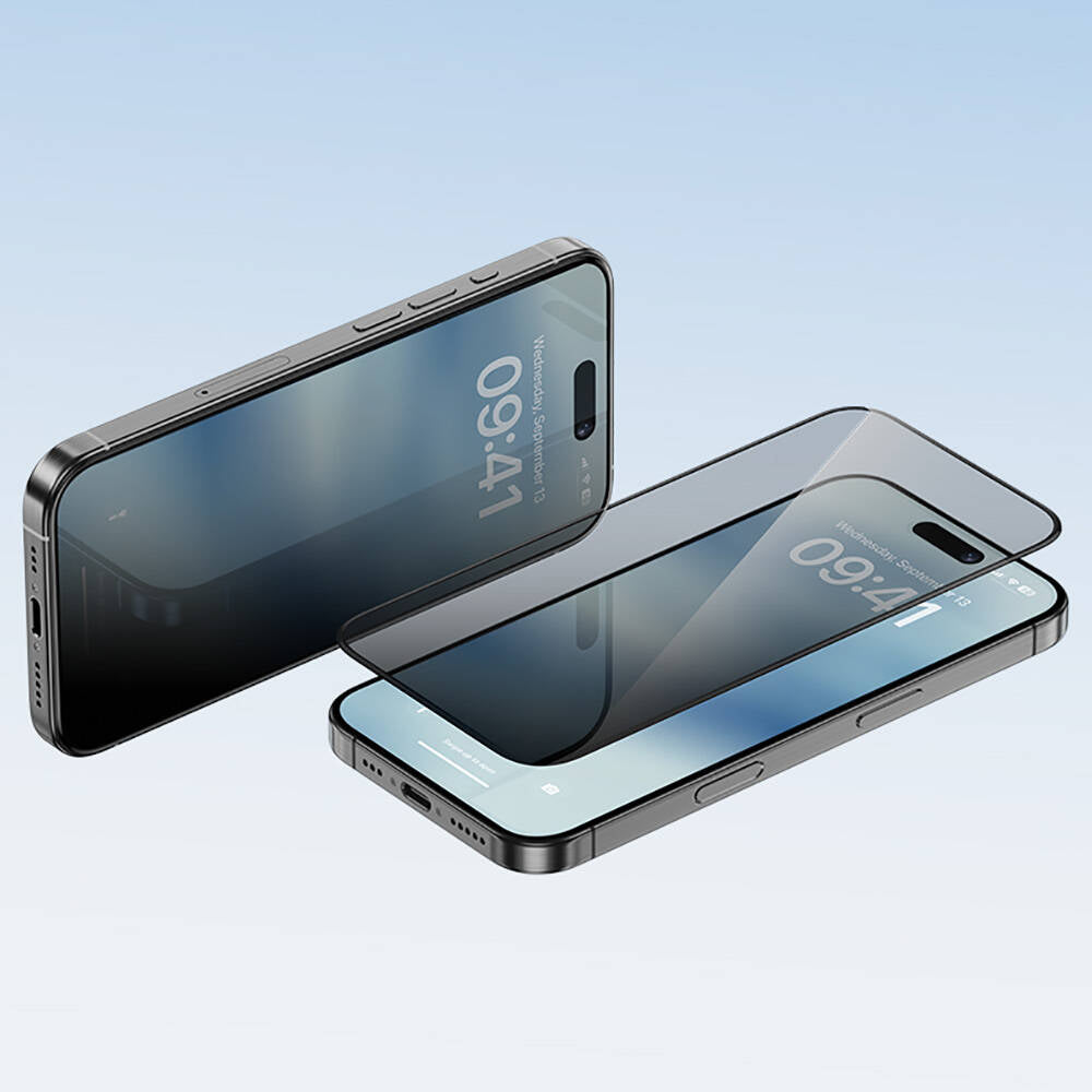 iPhone 14 Pro Max / 15 Plus / 16 Plus uyumlu Benks Ultra Shield 0.4mm Privacy Ekran Koruyucu + Kolay Uygulama Aparatlı