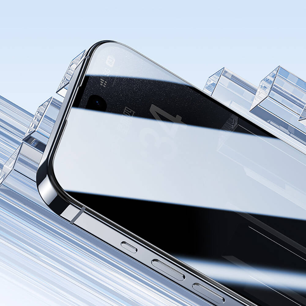 iPhone 14 Pro Max / 15 Plus / 16 Plus uyumlu Benks Ultra Shield 0.4mm Privacy Ekran Koruyucu + Kolay Uygulama Aparatlı