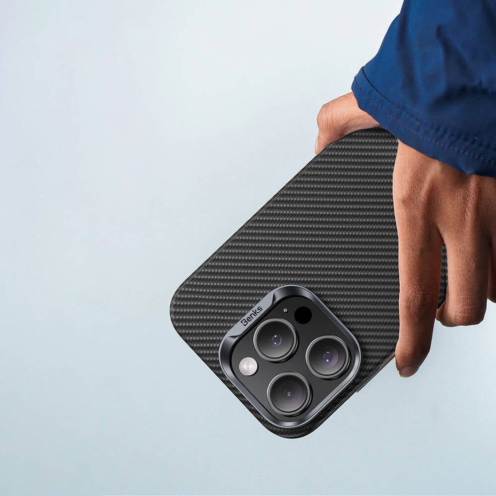 iPhone 16 Plus Kılıf Benks Magsafe Şarj Özellikli Magnetik Hybrid ArmorAir 600D Kevlar Fiber Kapak