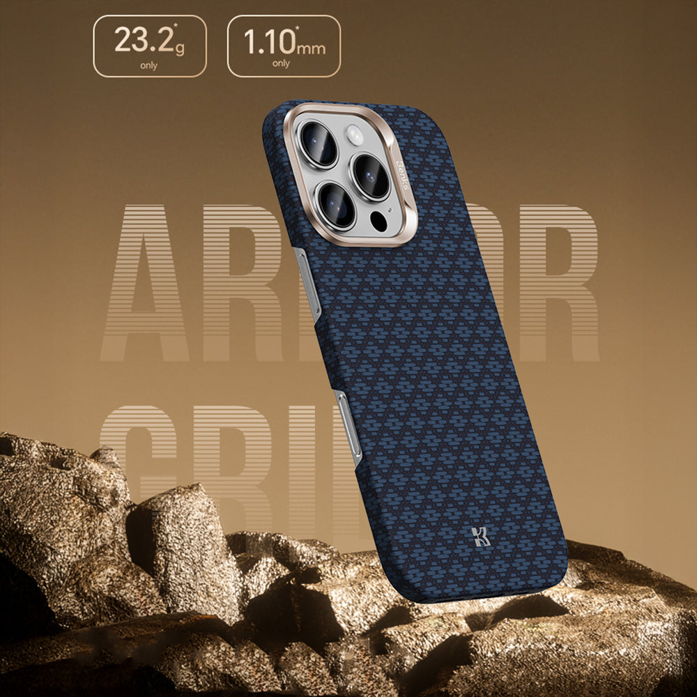 iPhone 16 Pro Kılıf M-Safe Şarj Özellikli Benks ArmorAir ArmorGrid Serisi Kevlar Kapak