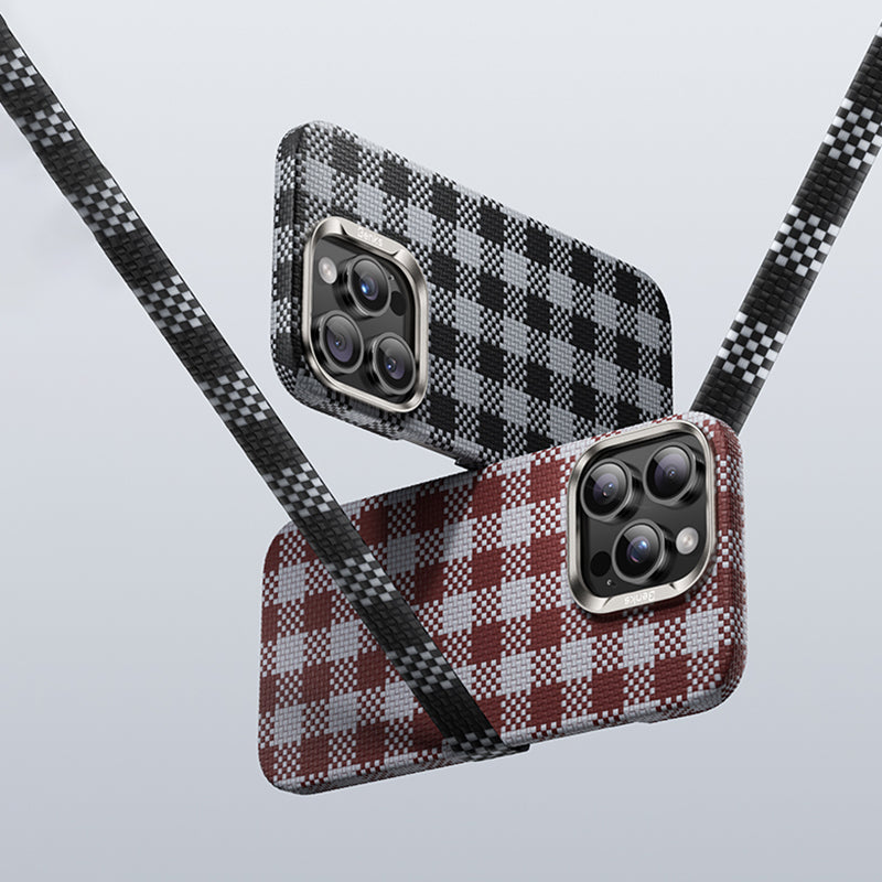 iPhone 16 Pro Kılıf M-safe Şarj Özellikli Ekose Tasarımlı Benks ArmorVichy Kevlar Kapak