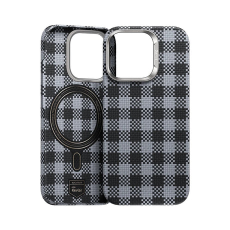 iPhone 16 Pro Kılıf M-safe Şarj Özellikli Ekose Tasarımlı Benks ArmorVichy Kevlar Kapak