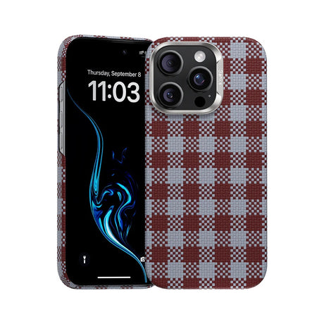 iPhone 16 Pro Kılıf M-safe Şarj Özellikli Ekose Tasarımlı Benks ArmorVichy Kevlar Kapak