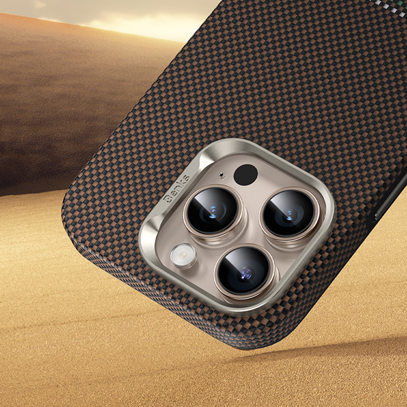 iPhone 16 Pro Kılıf Magsafe Şarj Özellikli Karbon Fiber Tasarımlı Benks Prestige ArmorPro Kevlar Kapak