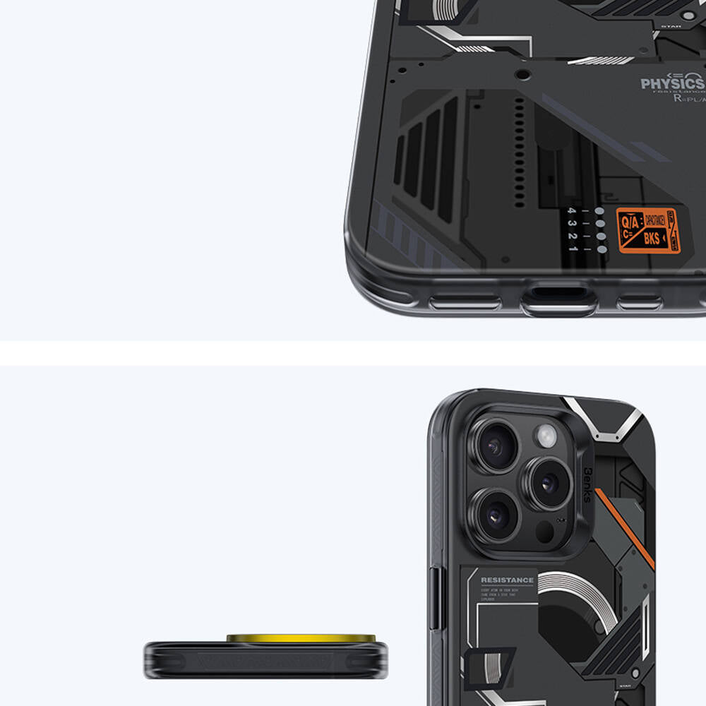 iPhone 16 Pro Kılıf MagSafe Şarj Özellikli Mekanik Tasarımlı Benks Perspective Serisi Kapak