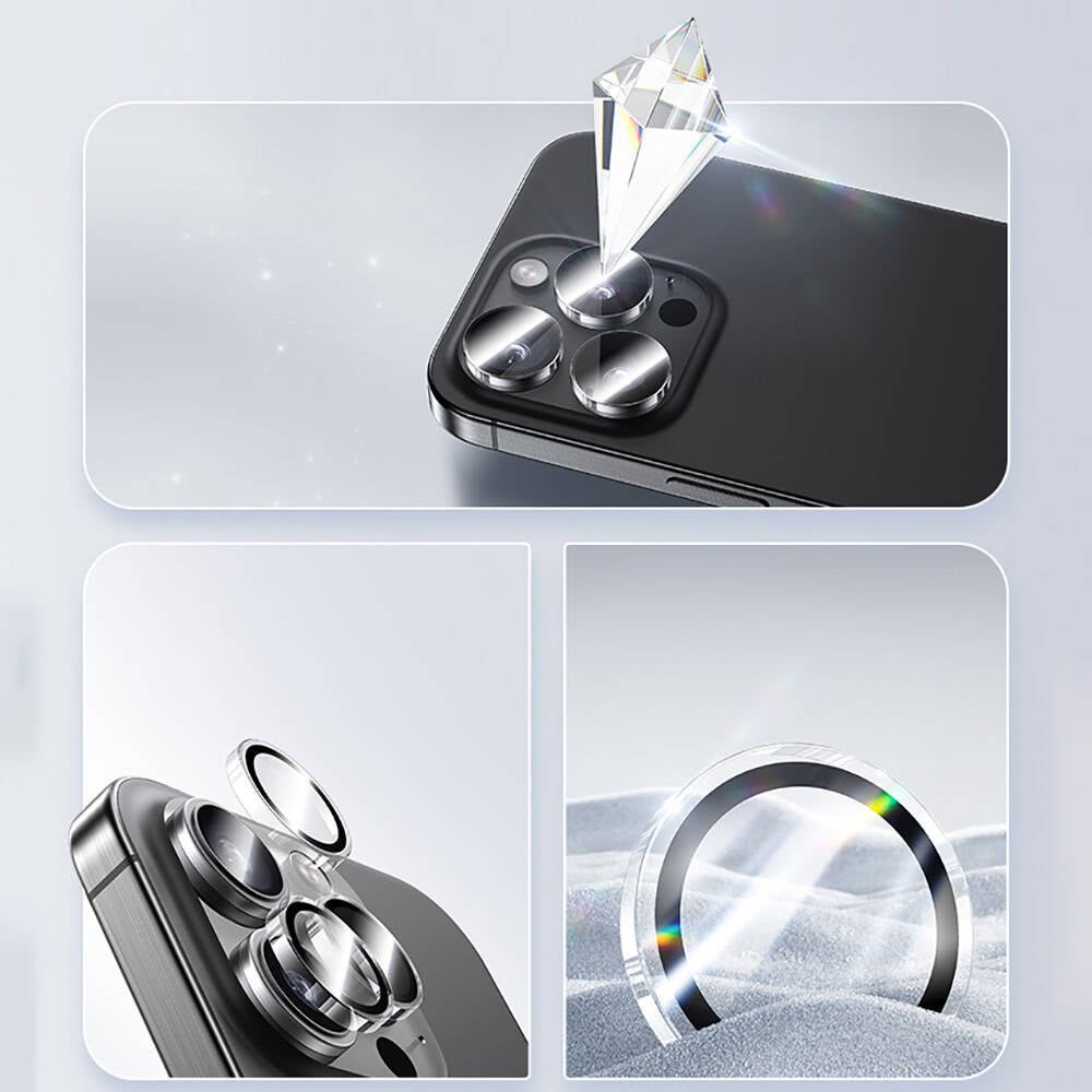 iPhone 16 Pro Max / 16 Pro uyumlu Benks AR Glass Warrior Transparan Premium Cam Kamera Lens Koruyucu