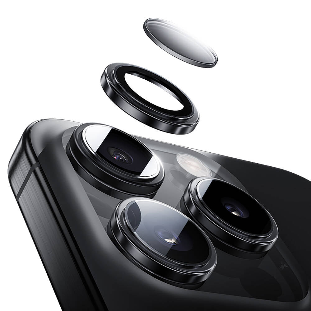 iPhone 16 Pro Max / 16 Pro uyumlu Benks Parlama Önleyici Glass Warrior Metal Kamera Lens Koruyucu