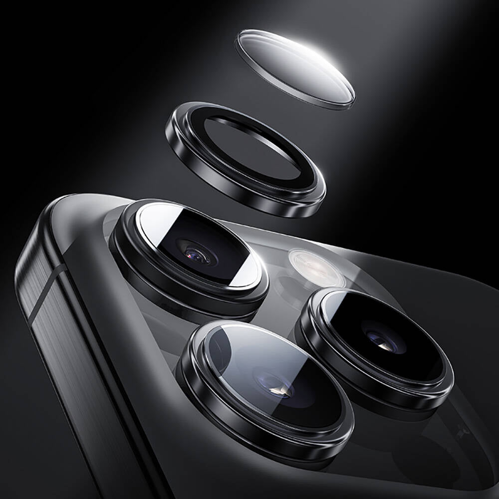 iPhone 16 Pro Max / 16 Pro uyumlu Benks Parlama Önleyici Glass Warrior Metal Kamera Lens Koruyucu