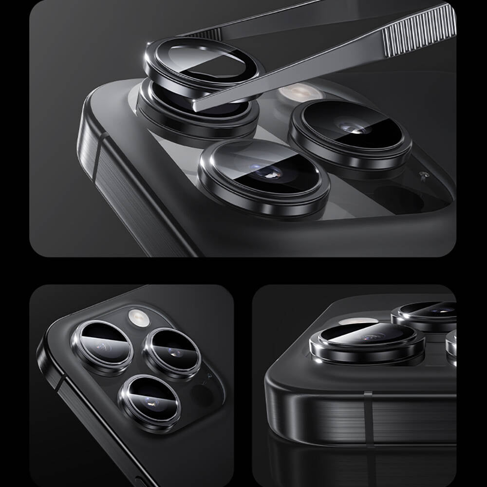 iPhone 16 Pro Max / 16 Pro uyumlu Benks Parlama Önleyici Glass Warrior Metal Kamera Lens Koruyucu