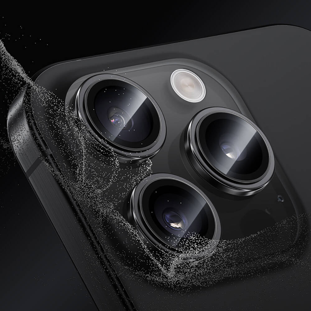iPhone 16 Pro Max / 16 Pro uyumlu Benks Parlama Önleyici Glass Warrior Metal Kamera Lens Koruyucu